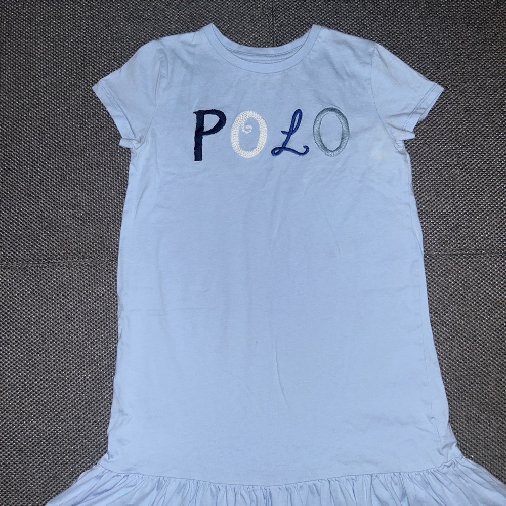 Polo Ralph Lauren Kids Light Blue Babydoll Dress Large Womens Small - Picture 2 of 5